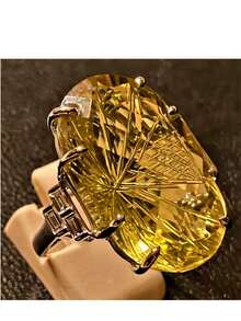 14K镀金订婚戒指，镶嵌闪耀立方氧化锆，优雅公主方形切割设计，适用于求婚、婚礼、情人节等场合，珠宝配饰 - 金色 - 查看 1