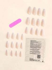 24Pcs Coffin Shape Almond Ombre Press-On Nails, Includes 1Pc Jelly Glue Stick For Daily Gentle Wear, Suitable For Women & Girls, Valentine'S Day, Mother'S Day Nail Supplies Nails - Multicolor - View 3