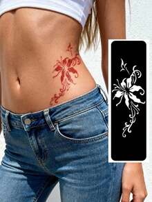 海娜纹身模板 海娜手绘镂空纹身模板 极简图腾几何图案 海娜贴纸 适用于手、脚、肩、颈、锁骨 半永久性假纹身贴纸 1套 - 黑色 - 查看 6