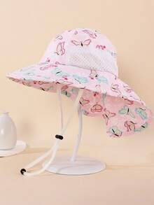 1pc Kids Sun Hat With Neck Protector (Unisex) - Wide Brim UV Protection Bucket Hat, Breathable Mesh Outdoor Beach Hat, Suitable For Children In Summer - Printed Bucket Hat - View 12