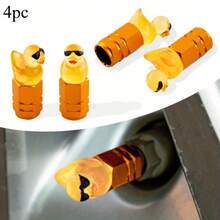 4 Tire Valve Caps - Fashionable Glasses Duck Design, Suitable For Bicycles, Cars, Motorcycles - Multiple Colors Available (White/Green/Pink/Red/Blue/Black/Grey/Orange/Purple) - Durable Plastic Valve Caps - Ideal Decorative Gift For Bicycle Enthusiasts And Drivers, Car Tire Accessories, Fun Design, Vehicle Customization, Sturdy Construction, Must-Have For Car Owners - màu ngẫu nhiên - Xem 9