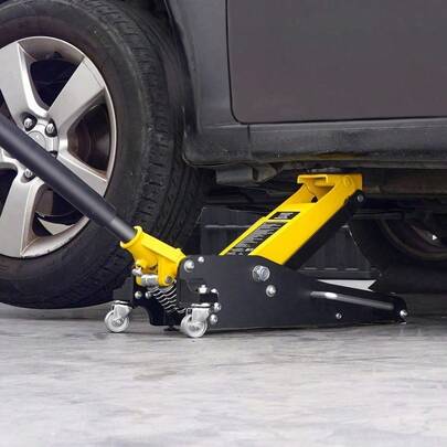 Low Profile Floor Jack, Heavy Duty Aluminum Hydraulic Racing Floor Jack, Hydraulic Car Jack, Single Dual Piston Quick Lift Pump, Height Lifting Range (Yellow)