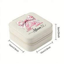 Custom Bow Letter Jewelry Box, Personalized Name Travel Jewelry Box, Bridal Party Gift, Bridesmaid Gift, Christmas Jewelry Box, Waterproof Large Capacity, Suitable For Earrings, Necklaces, Rings, Gifts For Girlfriend, Mom, Best Friend, Valentine's Day, Girlfriend Gift, Portable, Customized Gift, Personalized Gift