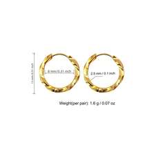 高品质不锈钢女士圈形耳环，18K镀金，耐磨防褪色，低过敏性316L耳针，优雅迷人垂坠式时尚简约经典风格耳环，适合日常、节日、度假派对等场合佩戴。 - 金色 - 查看 9