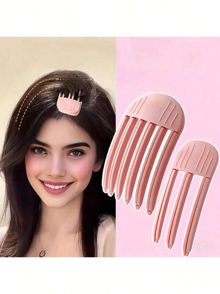 Korean Plastic Comb Root Hair Clip High Top Volumizer, Perfect For Creating Fluffy Bangs On The Forehead, Lazy-Proof, Invisible, Ideal Gift Choice - Hồng - Xem 1
