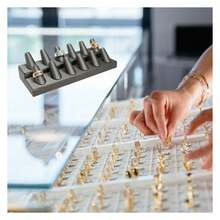 Box Silver Leatherette Jewelry 12 Rings Finger Display8.25x3.25x2.5 Inches With Square Base - Ring Holder Organizerfor Selling Or Personal Use - Display Stands For Rings - Multicolor 766 - View 6