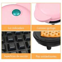 Heart waffle breakfast machine 4 pulgadas placa waffle hierro con diseño de corazón, panqueques portátiles para adolescentes, fácil de limpiar, ideal para hacer bocadillos, sándwiches, huevos, en solo tres minutos y saborear el delicioso desayuno fresco. Le permite disfrutar del desayuno más rápido y administrar su tiempo de manera efectiva - Tipo de Enchufe A USA (110-127V) - Ver 10