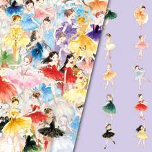 50张可爱卡通芭蕾舞女孩贴纸，梦幻美学文具剪贴簿用品 - 彩色 - 查看 4