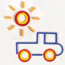 Children's Puzzle Montessori Early Education Creative Circle 3D Puzzle Sticks And Rings, Preschool Puzzle, Wooden Creative DIY Toy - Multicolor - View 7