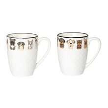 ZYLX SHOPPING – Taza cerámica 380 ml con diseño de perros, relieve decorativo y asa grande, 2 modelos disponibles - Blanco - Ver 2