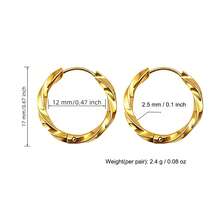 高品质不锈钢女士圈形耳环，18K镀金，耐磨防褪色，低过敏性316L耳针，优雅迷人垂坠式时尚简约经典风格耳环，适合日常、节日、度假派对等场合佩戴。 - 金色 - 查看 5