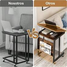 Inclinable Ajustable con Almacenamiento Inteligente,Escritorio Movil,  Mesa Auxiliar con Ruedas, Fácil de Montar, Ideal para Oficina Escritorio Portátil - por defecto - Ver 6