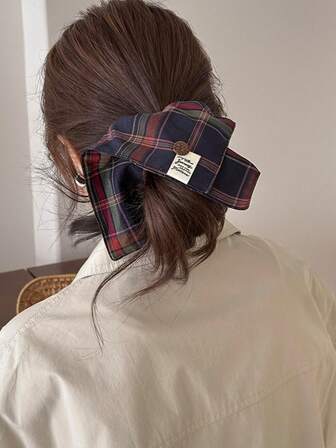 1pc Women's Retro Plaid Scrunchie, Elegant Hair Tie For Low Ponytail, Hair Accessory ,Hair Ties ,Scrunchy Hair Ties