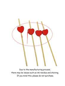 100 piezas Palillos de dientes con forma de corazón para fruta, palillos de cóctel de bambú con forma de corazón para el Día de San Valentín, palillos de dientes de bambú natural, adecuados para aperitivos, pasteles de frutas, postres, bocadillos de barbacoa, sándwiches, etc. para fiestas del Día de San Valentín. - Multicolor - Ver 4