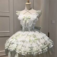 About The Flowering Period White Green Butterfly Summer Super Fairy Dress Fresh Princess Girl Birthday Short Skirt Lolita - 蝴蝶裙(送飛機盒) - 查看 2