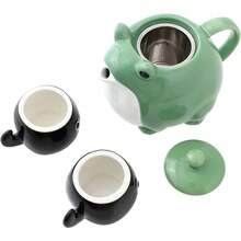 PZW Teapot and Teacup Frog Japanese tea set Tea Service Set Ceramic Tea Pot ?? OZ 2-Piece Tea Cups (?OZ) (tea pot? 2 tea cup)2537 - Verde - Ver 7