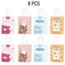 8pcs Cute Bear Gift Bags, Birthday Gift Packaging Bags - Multicolor - View 8