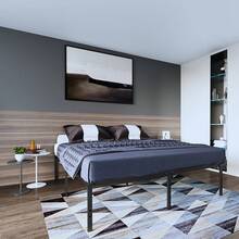 Base Cama Metal Negro Fácil Montaje 189x135x45.72 Cm Estructura de cama de metal, estructura de cama con resortes plegables, soporte de cama de plataforma resistente y silencioso, color negro. - Negro - Ver 6