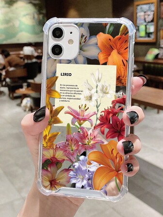 1件装时尚花卉标语拼接亚克力镜面手机壳，兼容 16/16Pro/16Plus/15/15ProMax/15Pro/11/12/13/14ProMax/12Mini/13Mini/11Pro/11ProMax/12Pro/12ProMax/13Pro/13ProMax/14Pro/14ProMax，柔软创意高端设计