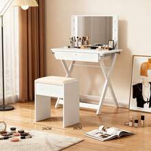 Bedroom Dressing Table Chair, White Chair With Cotton Cushion, Suitable For All Dressing Tables, Bedroom Dressing Table Set - 椅子 - 查看 4