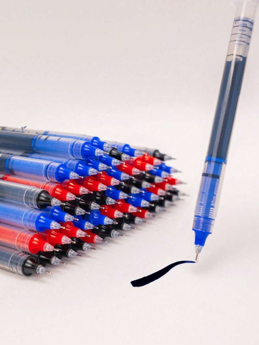 12 szt. neutralnych długopisów dla uczniów, prosty długopis z płynnym płynem, szybkoschnący, testowy długopis żelowy z podpisem, 0,5 mm, czarny, niebieski tusz, szkolny długopis biurowy, artykuły papiernicze, szkolny długopis kulkowy, powrót do szkoły