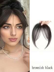 1件装合成假发，中分刘海，夹式前额自然无缝法式斜刘海，八字刘海，适合日常佩戴，配有发夹、发卡、发卡、发饰等，女士发饰。 - 彩色 - 查看 11