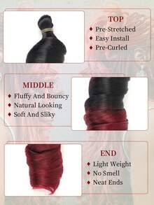 法式卷发辫子钩编假发 24英寸 2包 蓬松波浪卷曲钩编假发 预拉伸卷曲编织假发 女士接发 - 彩色 - 查看 3