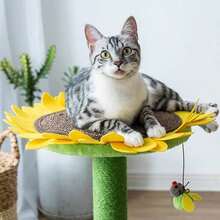 Catry Cat Sunflower Tree Bed with Scratching Post with Sisal Covered Climbing Activity Tower Natural Jute Fiber 2-in-1 Scratching Post and Bed Best Holiday Idea Gift - como en la foto - Ver 5