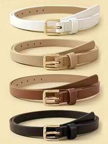 3/4条简约优雅方形扣腰带，纯色裙裤腰带，复古休闲腰带，学院风腰带，适合日常通勤，也可作为礼物