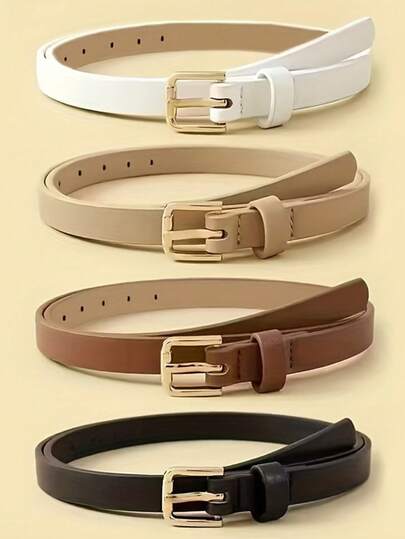 3/4条简约优雅方形扣腰带，纯色裙裤腰带，复古休闲腰带，学院风腰带，适合日常通勤，也可作为礼物