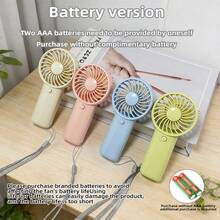1pc 2-Battery Operated Mini Handheld Fan (Batteries Not Included), Comes With Lanyard, Fan Runtime Depends On Battery Capacity - White - View 2
