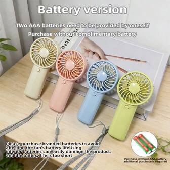 1pc 2-Battery Operated Mini Handheld Fan (Batteries Not Included), Comes With Lanyard, Fan Runtime Depends On Battery Capacity