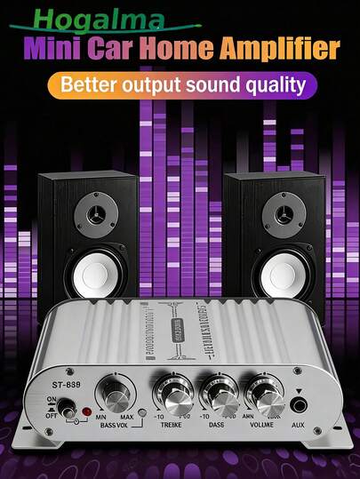 Mini Amplificador Digital 2.1 Canales con Subwoofer Potente de Graves,HiFi Estéreo de Alta Fidelidad para Altavoces Pasivos, PC, TV, Teléfono, Coche y Hogar,Amplificador de Audio Compacto para Música y Cine en Casa