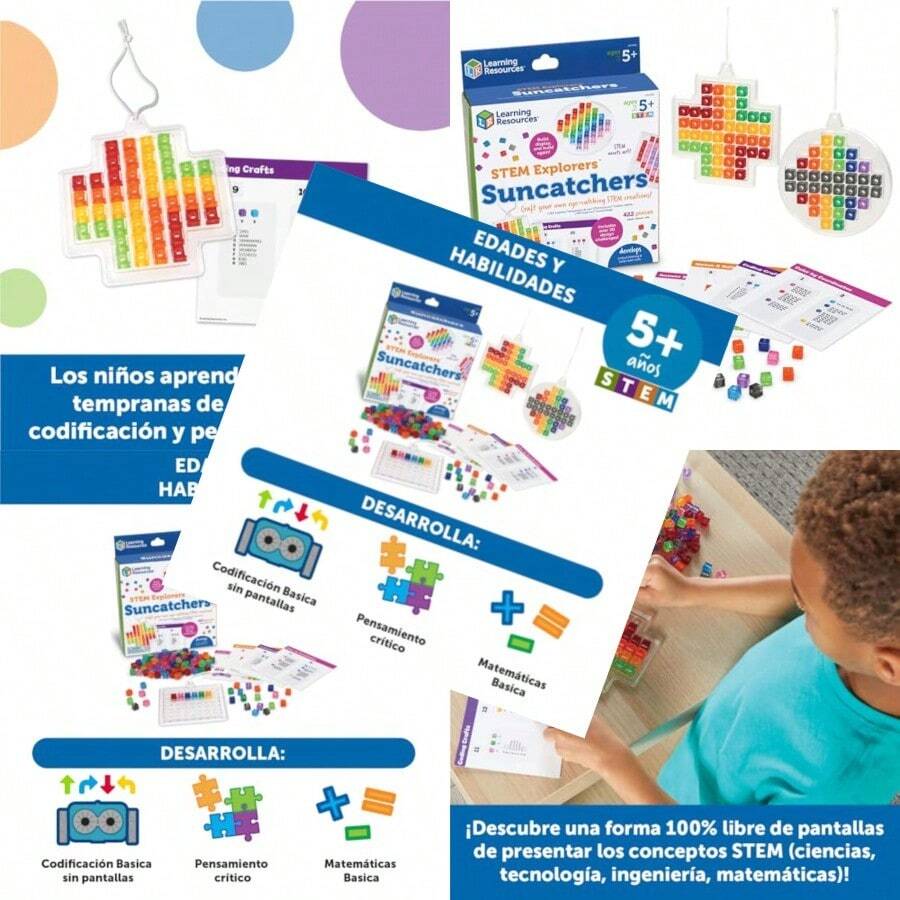 Learning Resources Stem Explorers Suncatchers Juguetes Stem Ciencia para Niños Juguetes de Construccion Proyectos Stem Mayores de 5 años 433 PiezasConveniente y duradero, para niños - Multicolor - Ver 1