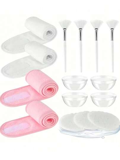15 Parçalı Profesyonel Cilt Bakımı Yüz Bakım Seti - Komple Estetisyen Kiti, 4 Yüz Fırçası, 3 Sünger, 4 Saç Bandı ve 4 Kase İçerir - Spa ve Salon Bakımı