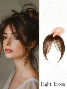 1件装合成假发，中分刘海，夹式前额自然无缝法式斜刘海，八字刘海，适合日常佩戴，配有发夹、发卡、发卡、发饰等，女士发饰。 - 彩色 - 查看 3