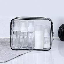 Large Waterproof Transparent Makeup Bag, Transparent Handheld Toiletry Storage Bag, Essential For Travel, Beach, School And Dorm - Black - View 8