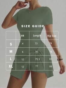 Rochie sport pentru femei, la modă, în aer liber, pentru yoga, alergare, pilates, naveta, întâlnire, plajă, esențială zilnică, elastică, sexy, confortabilă, casual, cu mânecă scurtă, fără spate, control al abdomenului, ridicare, modelare a taliei strâmte, vigoroasă, tinerească - Verde - Vizualizare 4