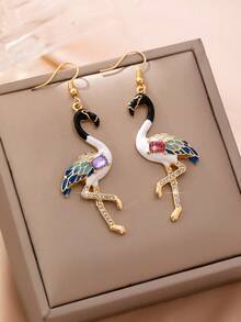 1 Đôi bông tai hình chim hồng hạc tráng men xinh xắn, thời trang, có các màu hồng, đen và trắng, thích hợp cho các buổi hẹn hò và kỳ nghỉ. - Nhiều màu - Xem 5