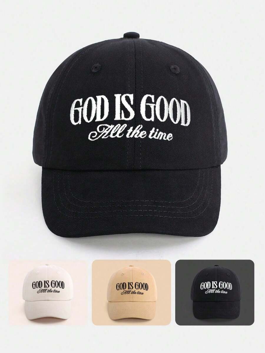 1pc Youth & Kids Cotton Baseball Cap - "GOD IS GOOD All The Time" Faith-Inspired Embroidered Hat, Adjustable Fit Back To School Casual Play Spiritual Growth Cap For Boys Girls - GOD IS GOOD All the Time - View 1