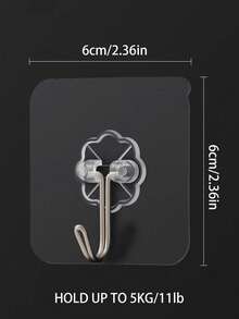 20pcs Strong Adhesive Clear Wall Hooks - Casual Style, Easy To Install, No Drilling Required, Plastic Heart Shaped Utility Hooks For Kitchen And Bathroom - Square - View 9