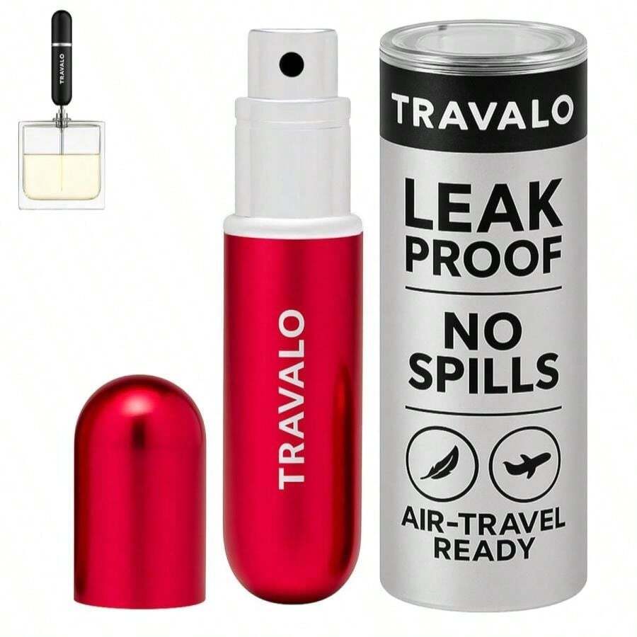 Travalo Classic HD Perfume Atomizer - Leak-Proof And TSA Approved For Air Travel - Reusable, Airtight, Easy-Fill Mini Pump Sprayer - Lightweight, Elegant Design W/Volume Window - Red 0.17oz - ColorF - 查看 1