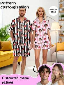 Bộ đồ ngủ cardigan tay ngắn dành cho nữ, in theo yêu cầu, có thể in bất kỳ họa tiết nào, đồ ngủ cá nhân hóa với ảnh, hình ảnh tùy chỉnh ngộ nghĩnh, đồ ngủ thoải mái. Thích hợp cho Ngày Valentine, sinh nhật, quà tặng và các dịp khác, cá nhân hóa, đầy màu sắc, dễ thương, dí dỏm, độc đáo, độc quyền, quà tặng lý tưởng cho bạn gái, thích hợp cho bạn gái, gia đình, bạn bè, người lớn tuổi, thời trang cho mùa thu, tiệc tùng ngày lễ. - Nhiều màu - Xem 6