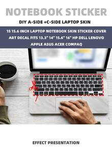 2 piezas de pegatinas protectoras resistentes a los arañazos con diseño impreso para portátiles de 15.6-16 pulgadas, compatibles con HP, Apple, Asus, Compaq