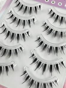 5 pares de pestañas postizas de estilo manga, pestañas falsas de visón, pestañas de anime de aspecto natural, pestañas postizas de doble párpado agrandadas, herramienta de maquillaje de cosplay, pestañas postizas naturales y esponjosas para uso diario y citas - Pestañas Spiky Manga - Ver 5