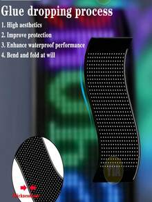 Luces decorativas para ventanas de automóviles, pantallas LED programables para vehículos con control de aplicación y control remoto, contenido de pantalla personalizable, adecuadas para parabrisas de automóviles y camiones. - 92*374 mm - Ver 4