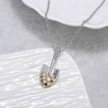 1件装时尚铲形锆石镶嵌项链，优雅颈链，适合日常佩戴 - 彩色 - 查看 2