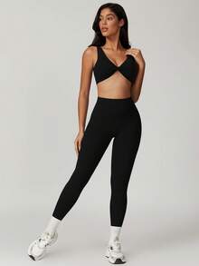 MASKERT 3Pcs Women's Sports Pants, Yoga Pants, Sports Pants, Casual Pants, Fitness Pants, Yoga Pants, Running Pants, High Elasticity Sports Pants, Comfortable And Skin Friendly - 黑色*3 - 查看 6