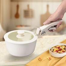 2/4/5pcs Non-Stick Cookware Set - A Set With Detachable Handles, Including Saucepan, Frying Pan, Milk Pot And Stew Pot, Suitable For Gas Stove, Induction Cooktop, Electric Ceramic Cooktop, Halogen Cooktop And Other Non-Stick Cookware. (Pots And Pans Are Oven-)