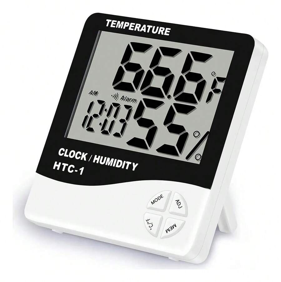 Lecute Higrómetro Digital Medir Temperatura Humedad Pestañas - Blanco y Negro - Ver 1